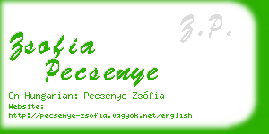 zsofia pecsenye business card