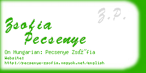 zsofia pecsenye business card